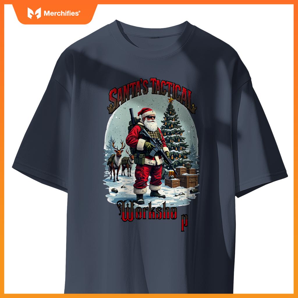 Santa's Tactical Workshop AR-15 Gun Rights Patriotic T-Shirt