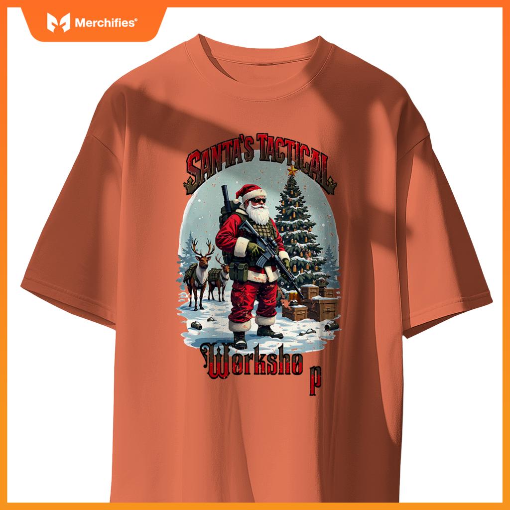 Santa's Tactical Workshop AR-15 Gun Rights Patriotic T-Shirt