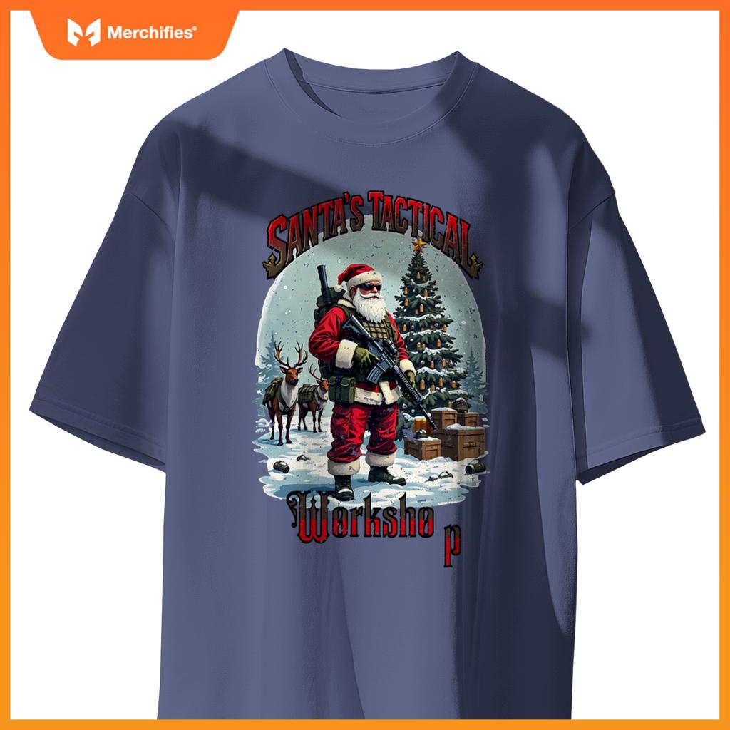 Santa's Tactical Workshop AR-15 Gun Rights Patriotic T-Shirt