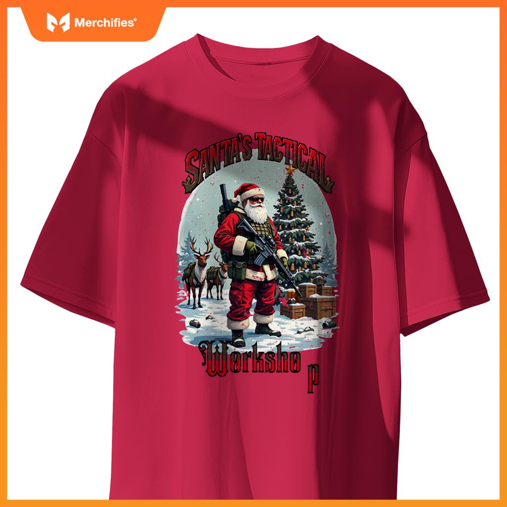 Santa's Tactical Workshop AR-15 Gun Rights Patriotic T-Shirt