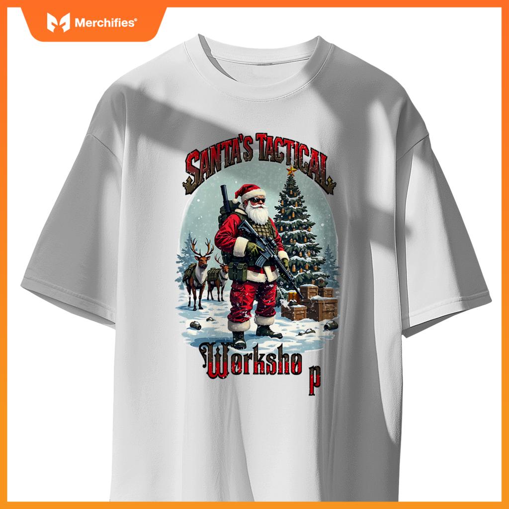 Santa's Tactical Workshop AR-15 Gun Rights Patriotic T-Shirt