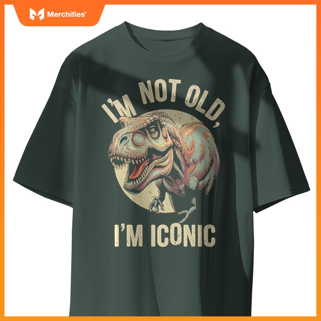Sarcastic I'M NOT OLD ICONIC DINOSAUR T-REX Car Jurassic Dad T-Shirt