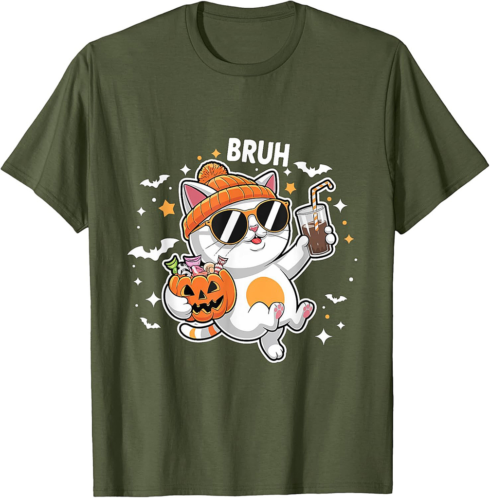 Scary Boo Cute Cat Kitty Coffee Vintage Halloween Costume T-Shirt