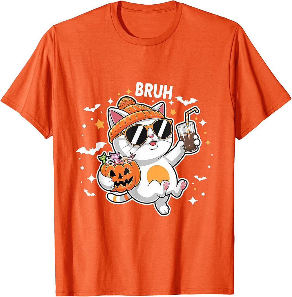 Scary Boo Cute Cat Kitty Coffee Vintage Halloween Costume T-Shirt