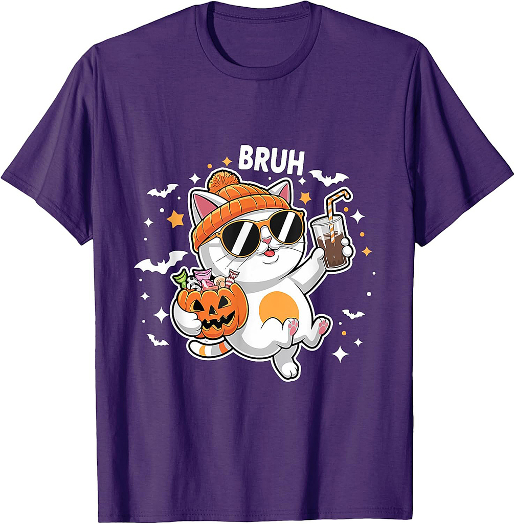 Scary Boo Cute Cat Kitty Coffee Vintage Halloween Costume T-Shirt