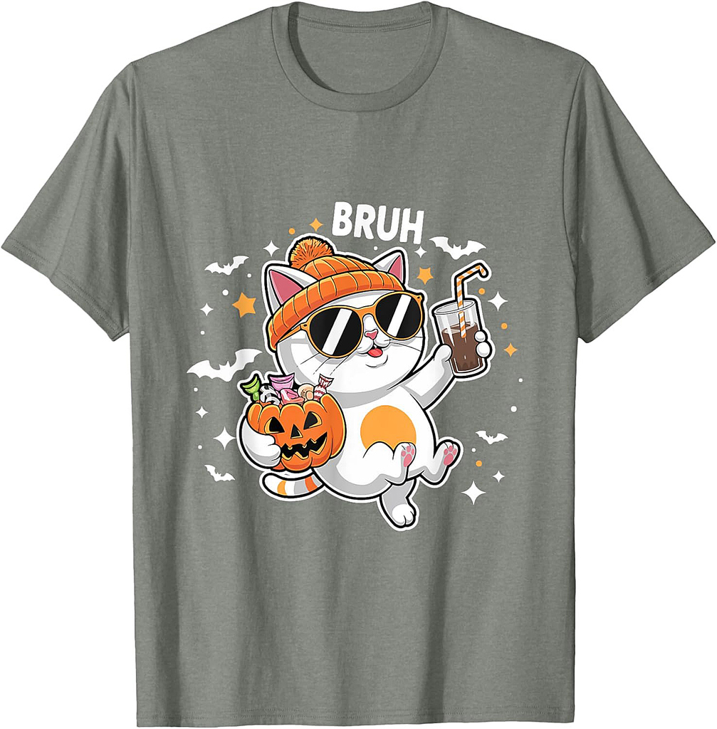 Scary Boo Cute Cat Kitty Coffee Vintage Halloween Costume T-Shirt
