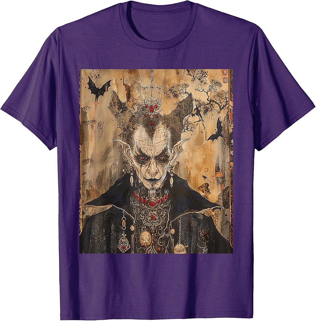 Scary Japanese Dracula Vampire Dynasty Adult Halloween Art T-Shirt