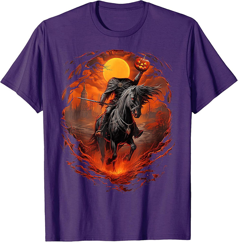 Scary Pumpkin Headless Horseman Halloween T-Shirt