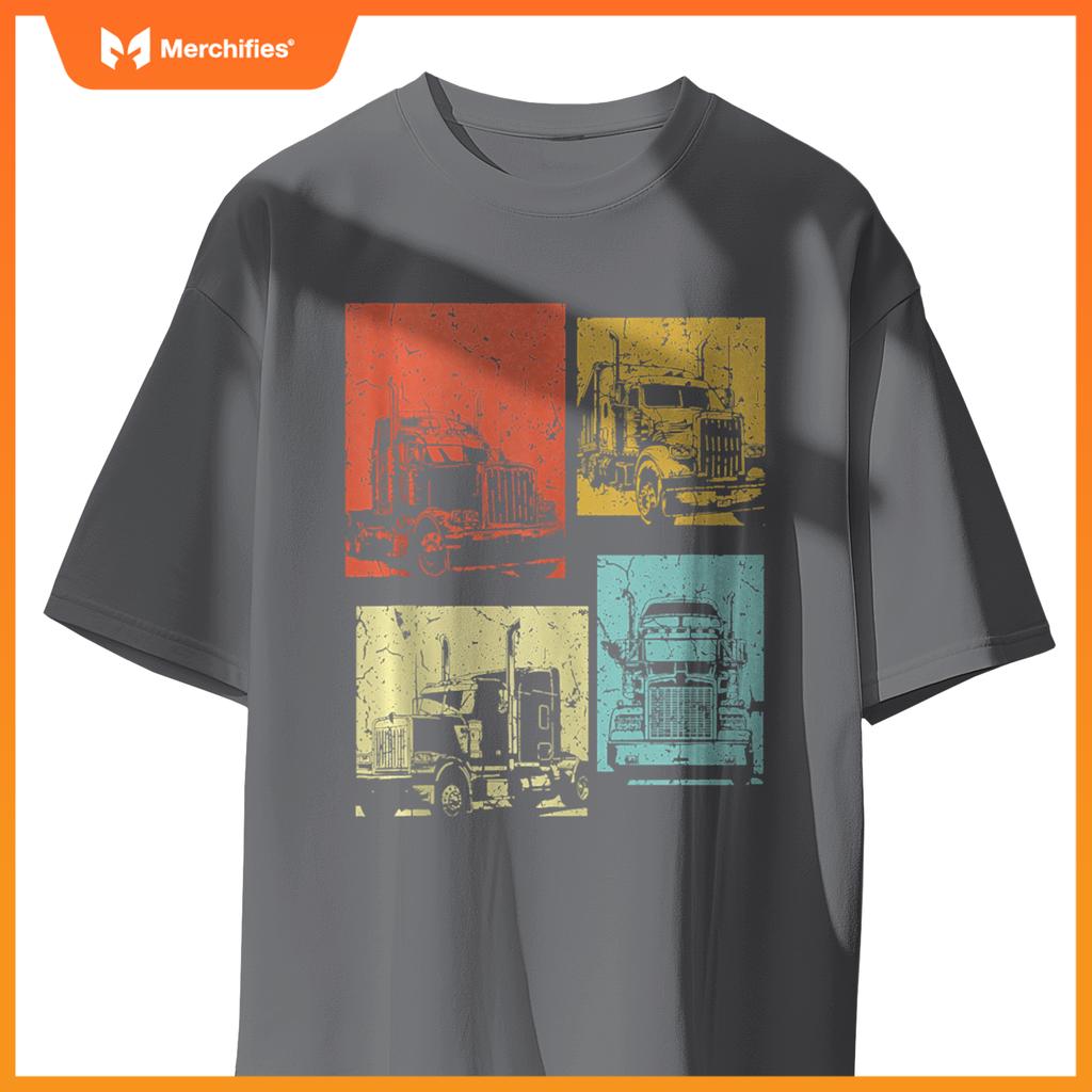 Semi Truck Mower Vintage Funny 18 Wheeler Retro Big Rig T-Shirt
