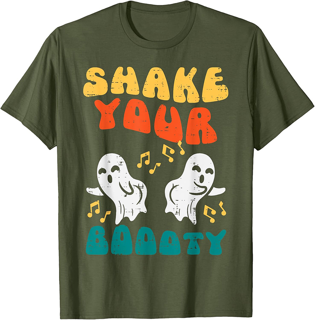 Shake Your Boooty Ghosts Groovy Retro Halloween Men Women T-Shirt