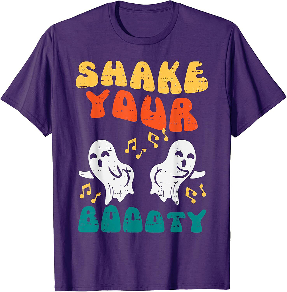 Shake Your Boooty Ghosts Groovy Retro Halloween Men Women T-Shirt