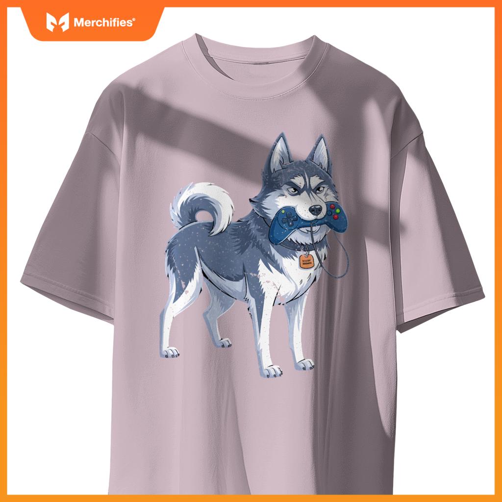 Siberian Husky Gamer For Men Funny Dog Gaming Video Game T-Shirt