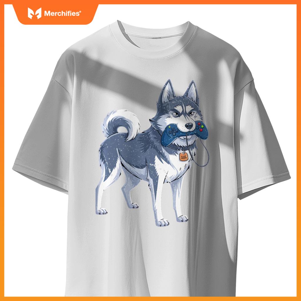 Siberian Husky Gamer For Men Funny Dog Gaming Video Game T-Shirt