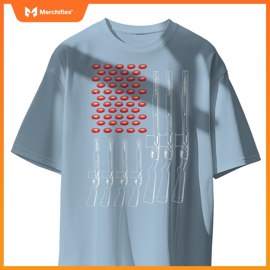 Skeet Shooting American Flag Patriotic Skeet Shooter T-Shirt