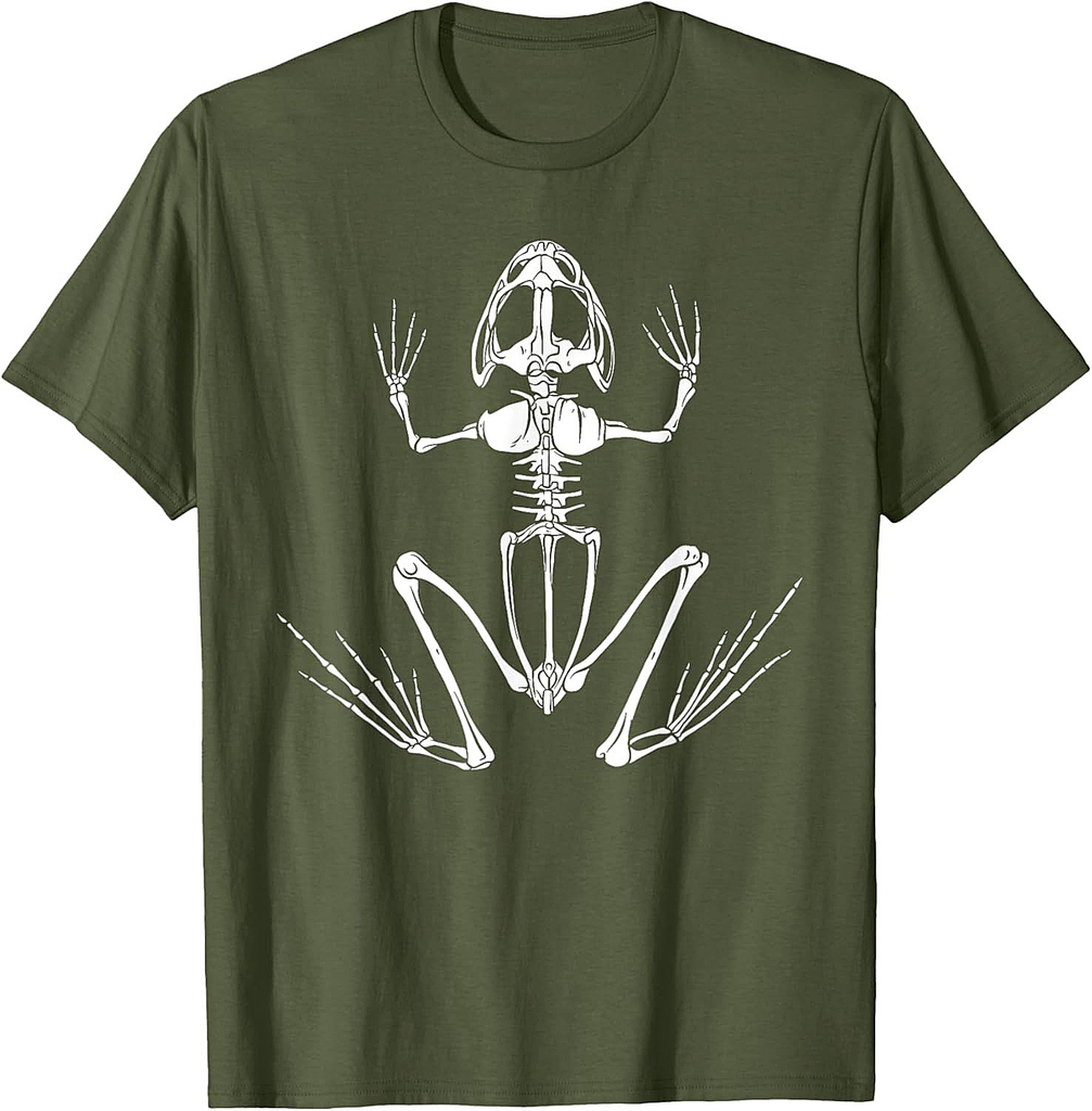 Skeleton Frog Lazy Halloween Costume Goth Amphibian Animal T-Shirt