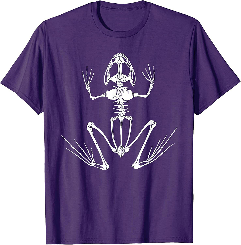 Skeleton Frog Lazy Halloween Costume Goth Amphibian Animal T-Shirt