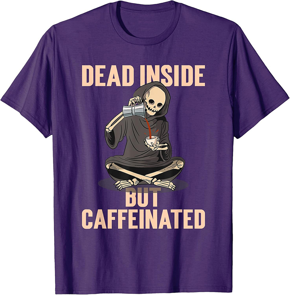 Skeleton Halloween Costume Latte Dead Inside But Caffeinated T-Shirt