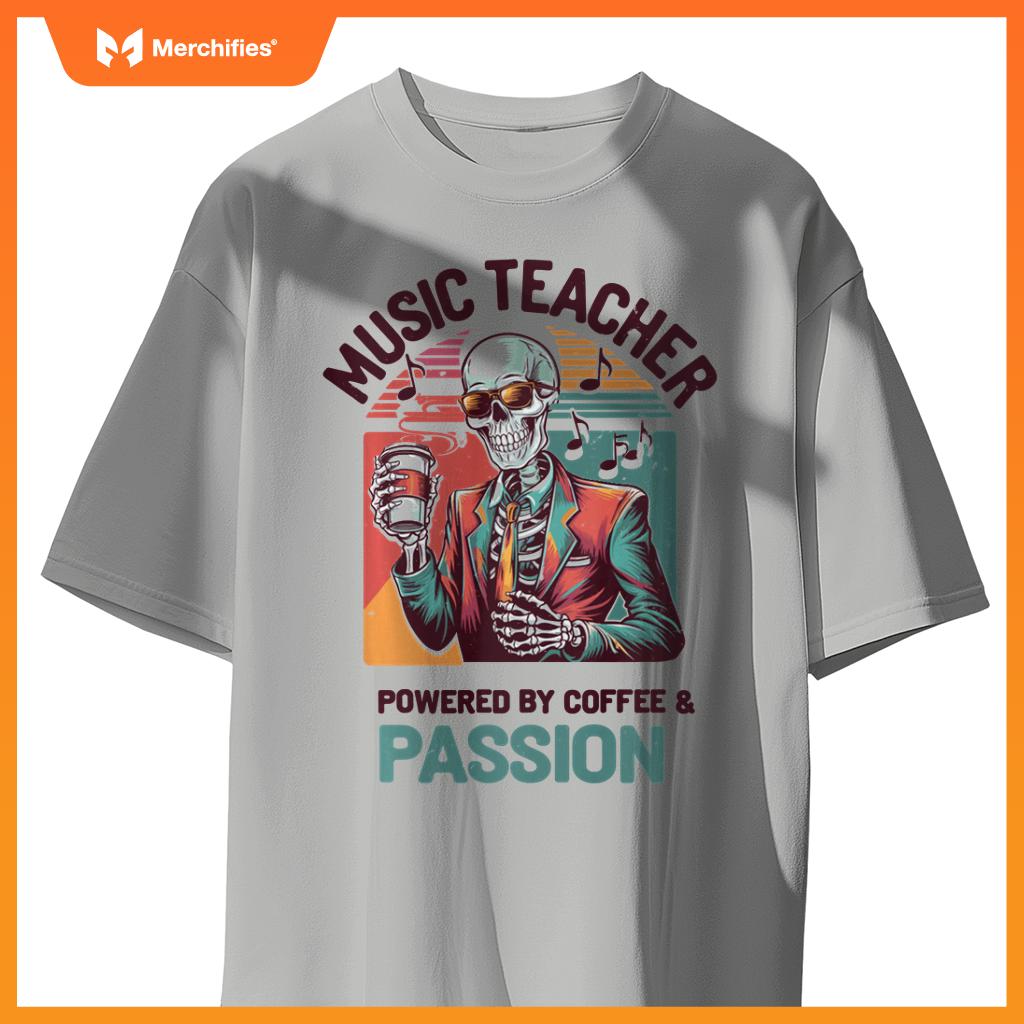 Skeleton Music Teacher Powered By Coffee & Creativity