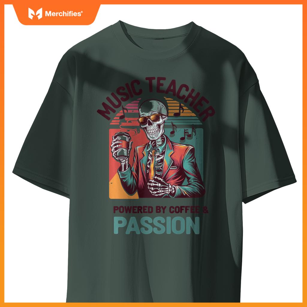 Skeleton Music Teacher Powered By Coffee & Creativity