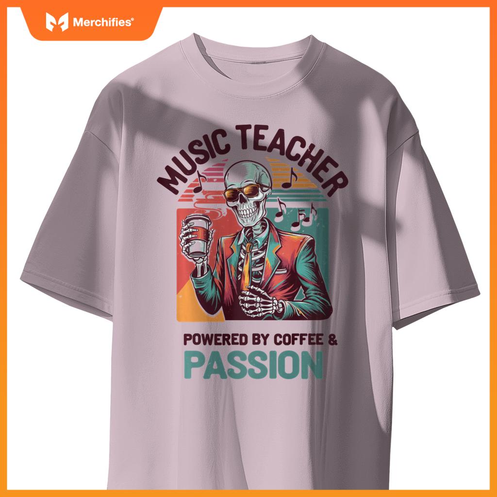 Skeleton Music Teacher Powered By Coffee & Creativity