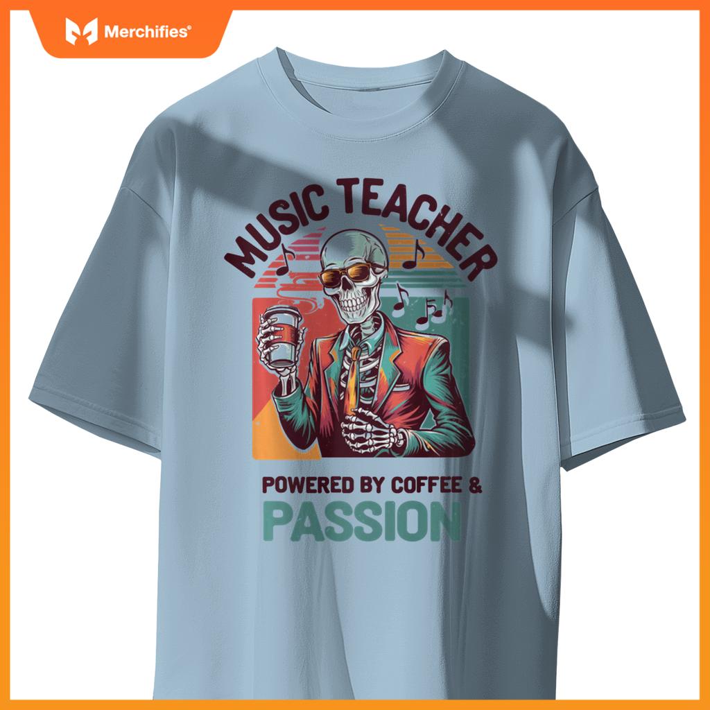 Skeleton Music Teacher Powered By Coffee & Creativity