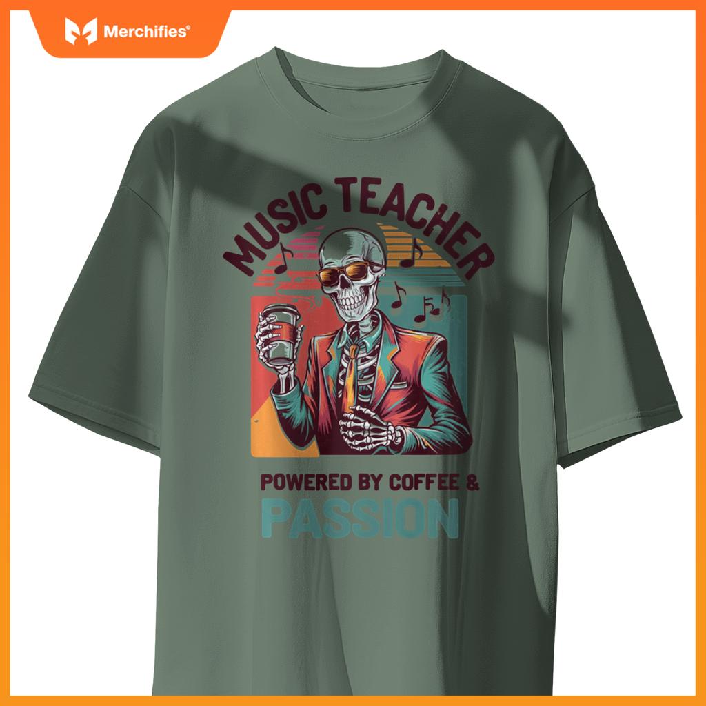 Skeleton Music Teacher Powered By Coffee & Creativity