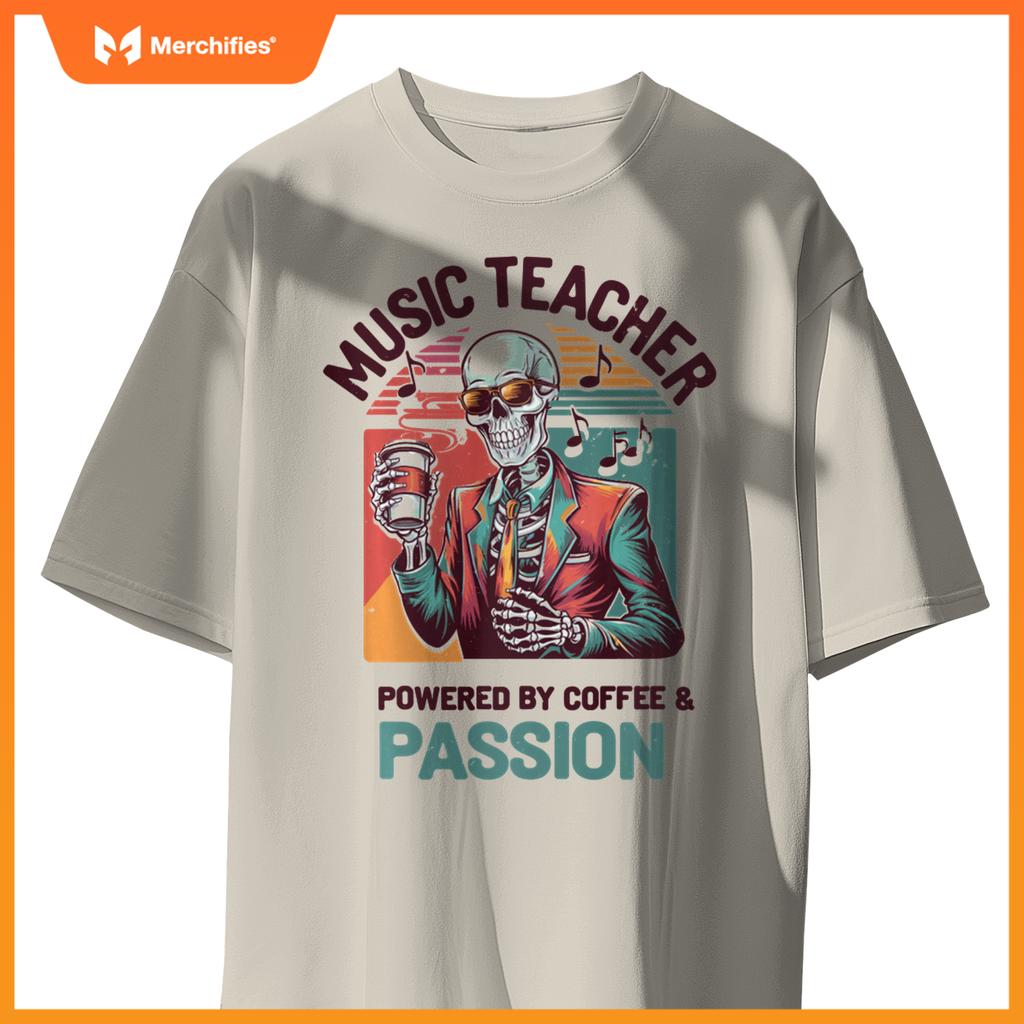 Skeleton Music Teacher Powered By Coffee & Creativity