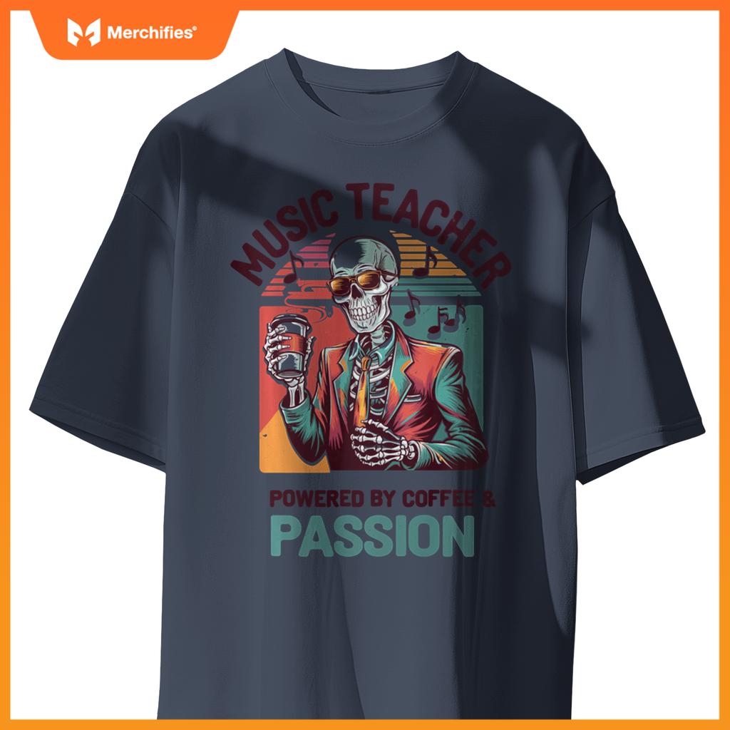 Skeleton Music Teacher Powered By Coffee & Creativity