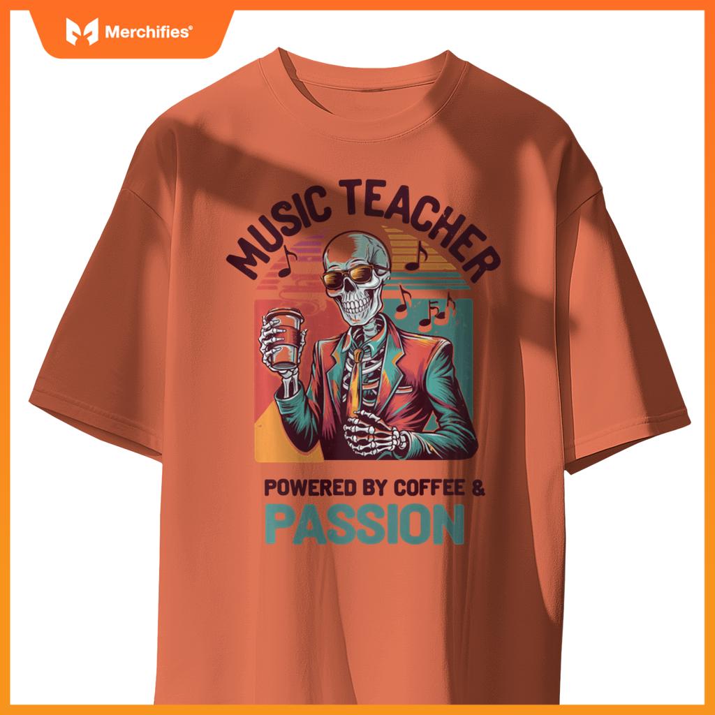 Skeleton Music Teacher Powered By Coffee & Creativity