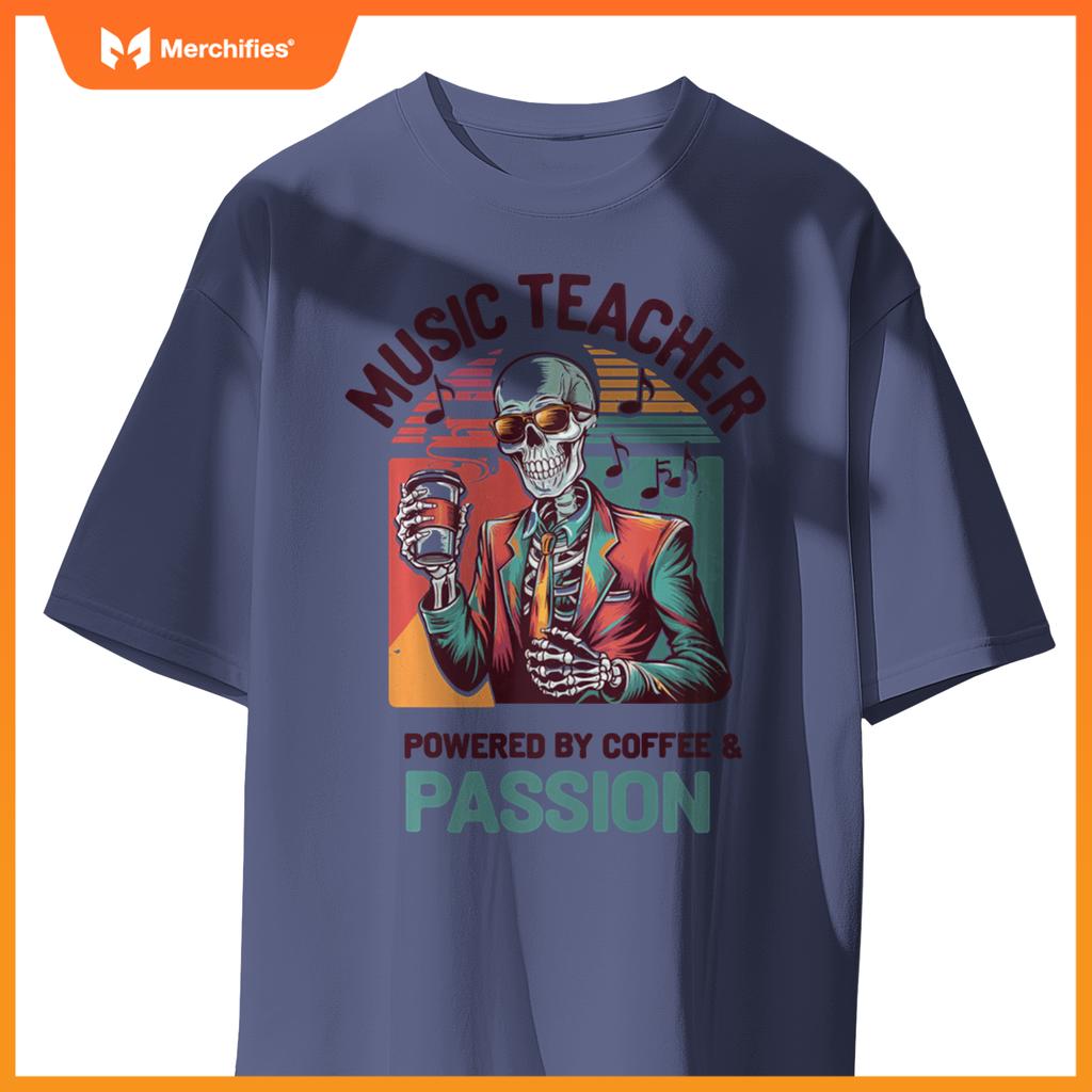 Skeleton Music Teacher Powered By Coffee & Creativity