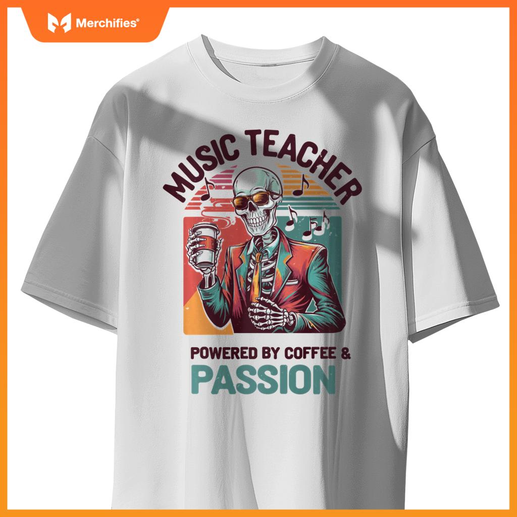 Skeleton Music Teacher Powered By Coffee & Creativity