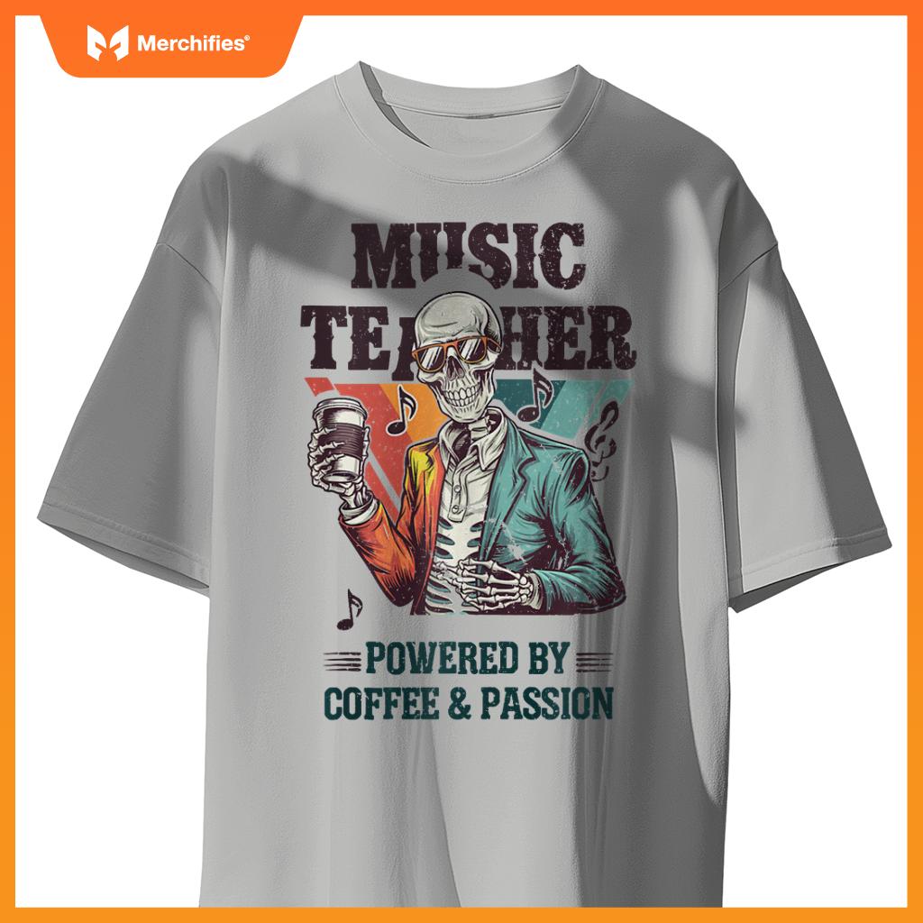 Skeleton Music Teacher Powered By Coffee & Creativity