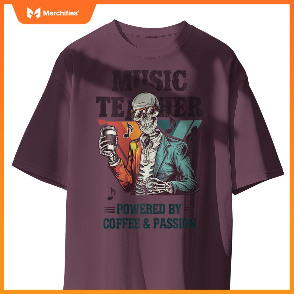 Skeleton Music Teacher Powered By Coffee & Creativity