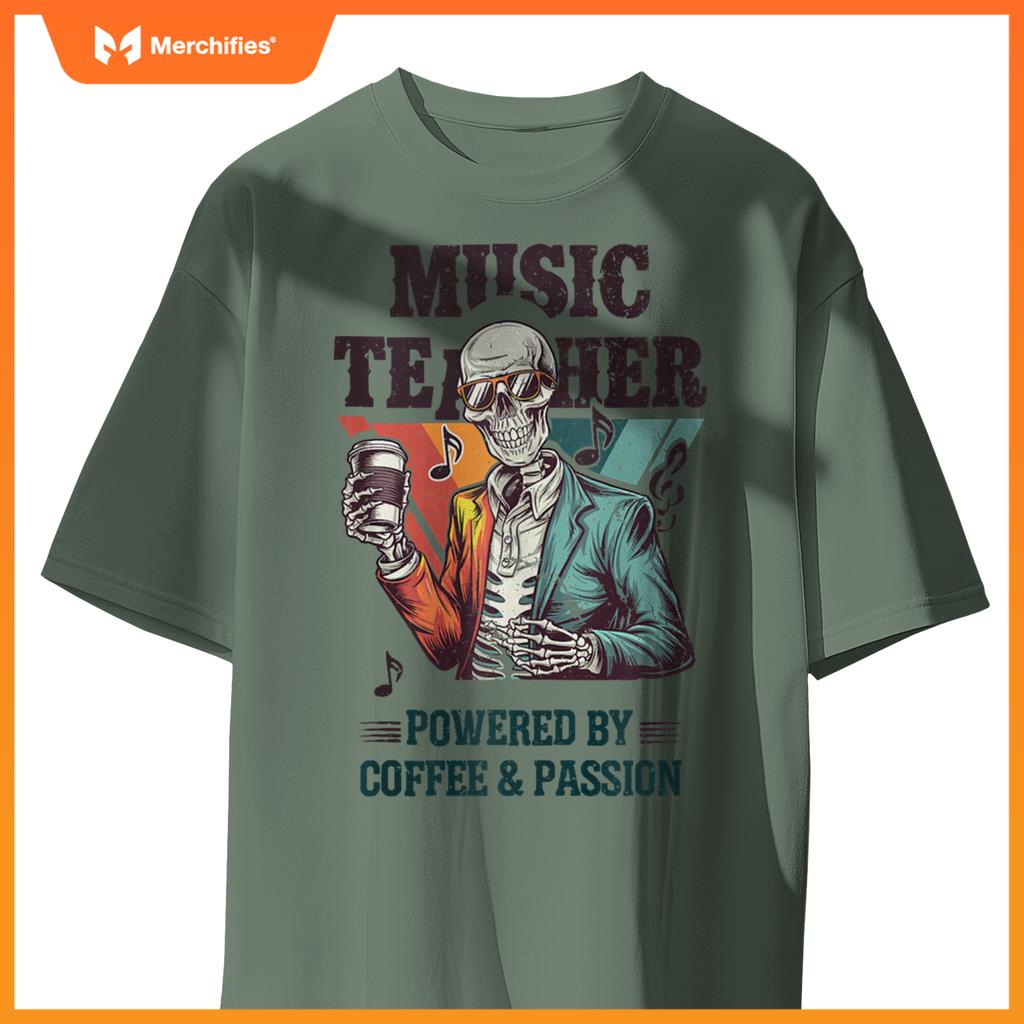 Skeleton Music Teacher Powered By Coffee & Creativity