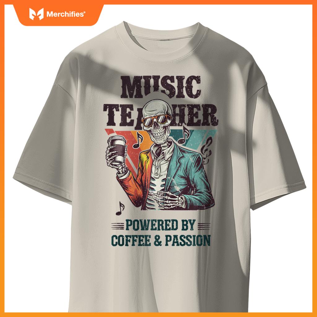 Skeleton Music Teacher Powered By Coffee & Creativity