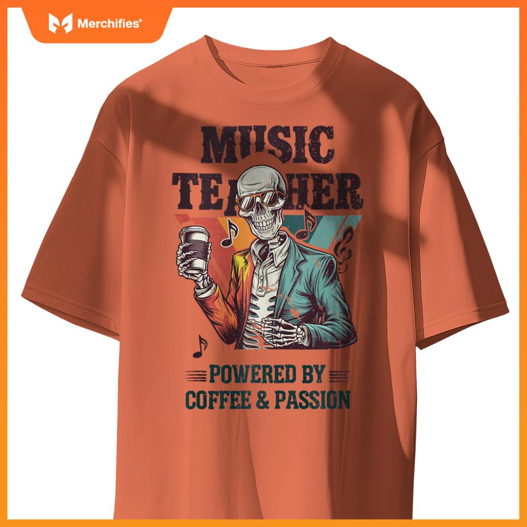 Skeleton Music Teacher Powered By Coffee & Creativity