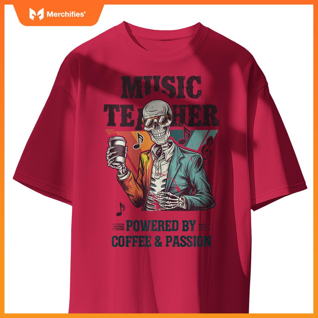 Skeleton Music Teacher Powered By Coffee & Creativity