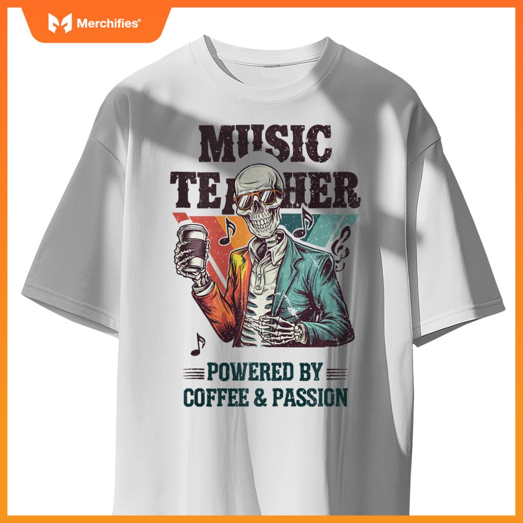 Skeleton Music Teacher Powered By Coffee & Creativity
