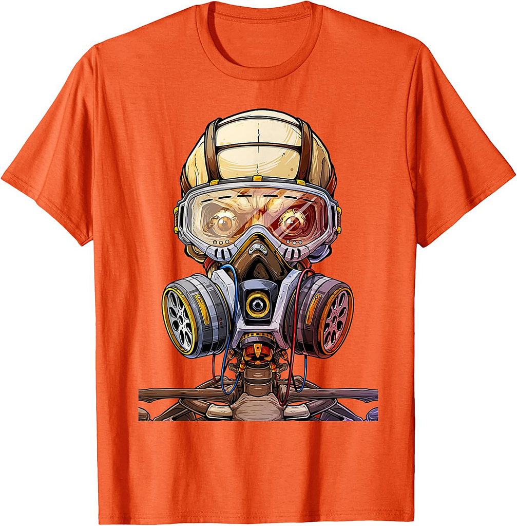 Skeleton Skull Gas Face Mask Adult Halloween Costume T-Shirt
