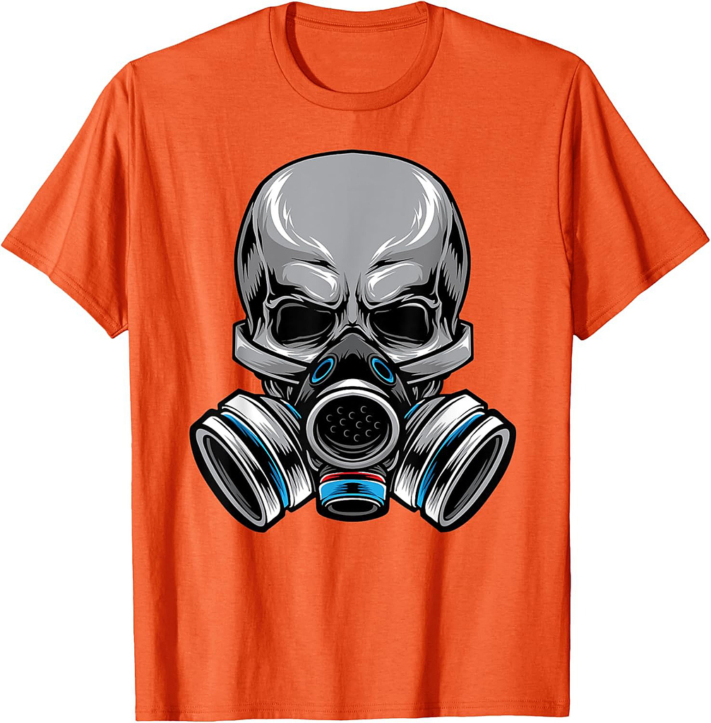 Skeleton Skull Gas Face Mask Adult Halloween Costume T-Shirt