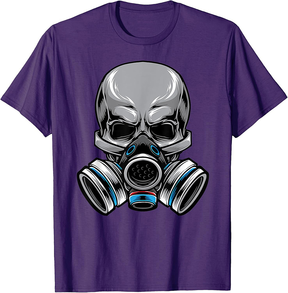 Skeleton Skull Gas Face Mask Adult Halloween Costume T-Shirt