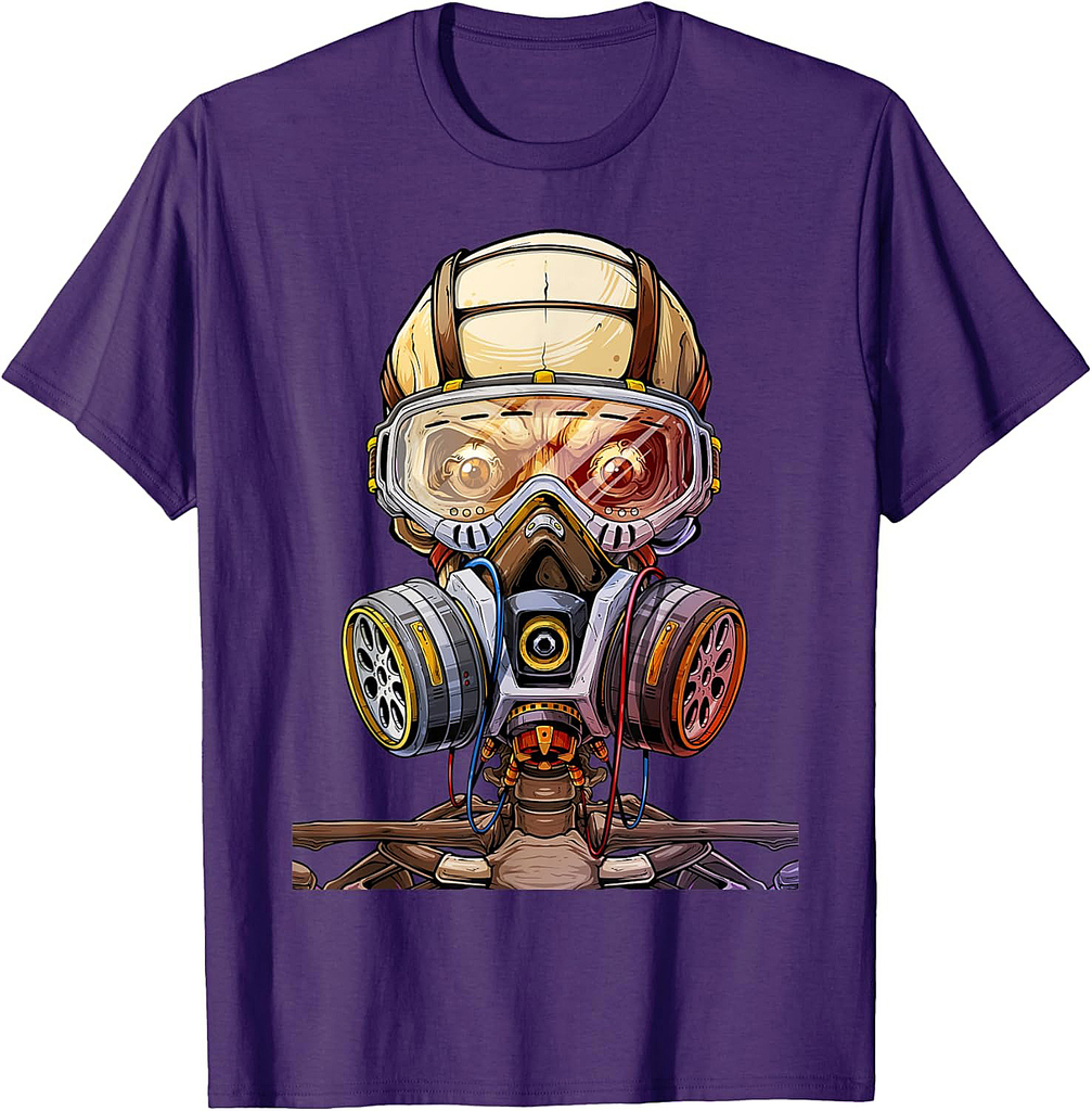 Skeleton Skull Gas Face Mask Adult Halloween Costume T-Shirt