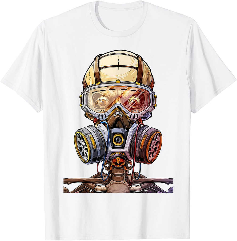 Skeleton Skull Gas Face Mask Adult Halloween Costume T-Shirt