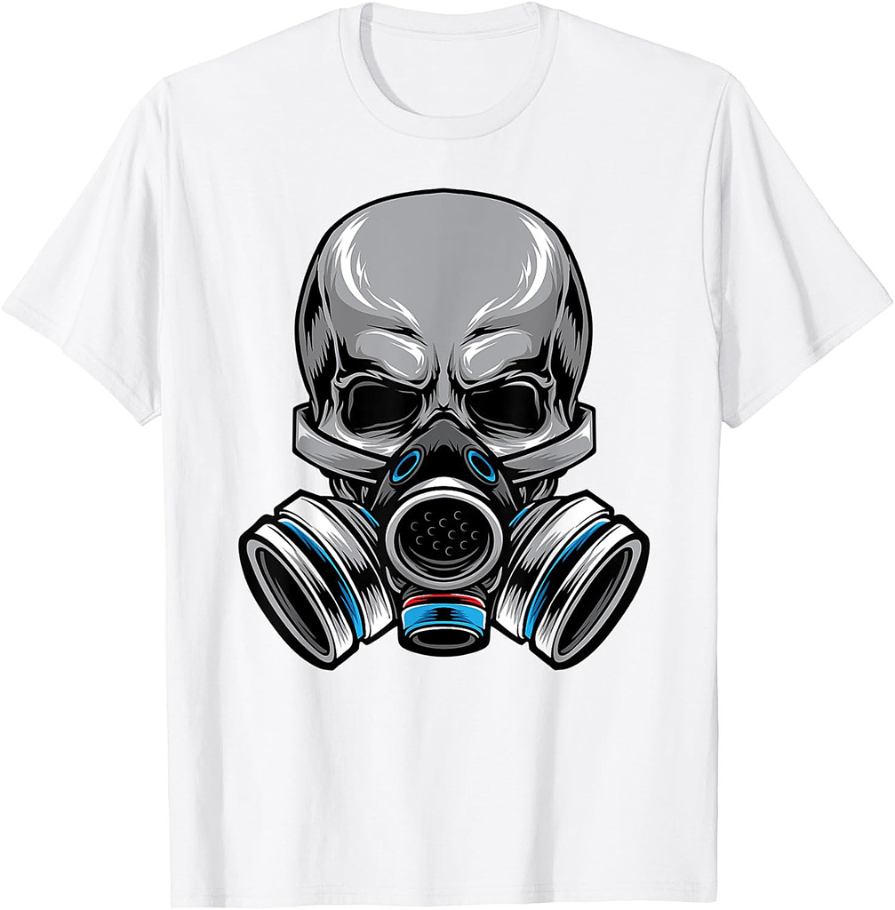 Skeleton Skull Gas Face Mask Adult Halloween Costume T-Shirt