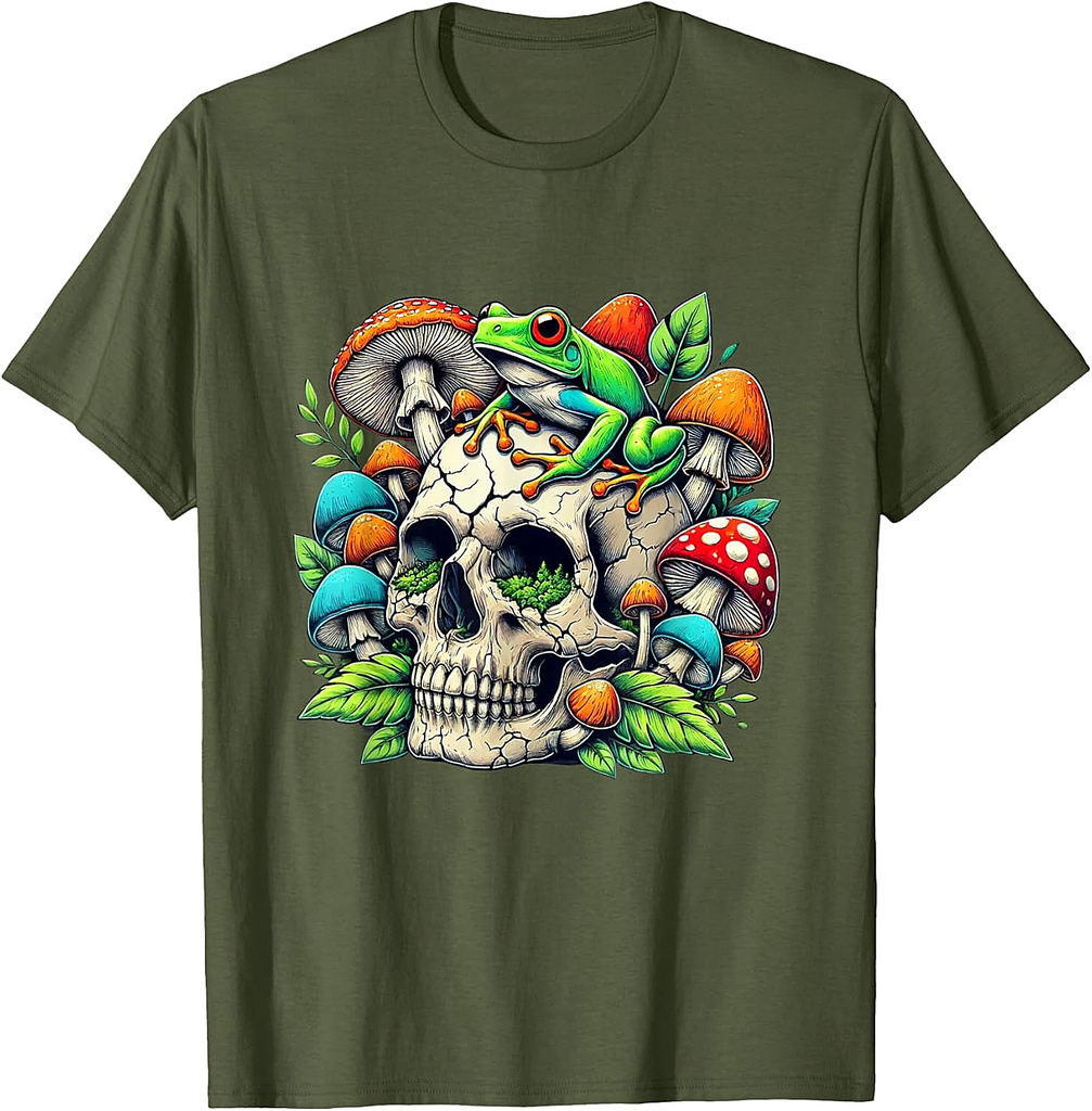 Skull Mushroom Vintage Halloween Hippie T-Shirt