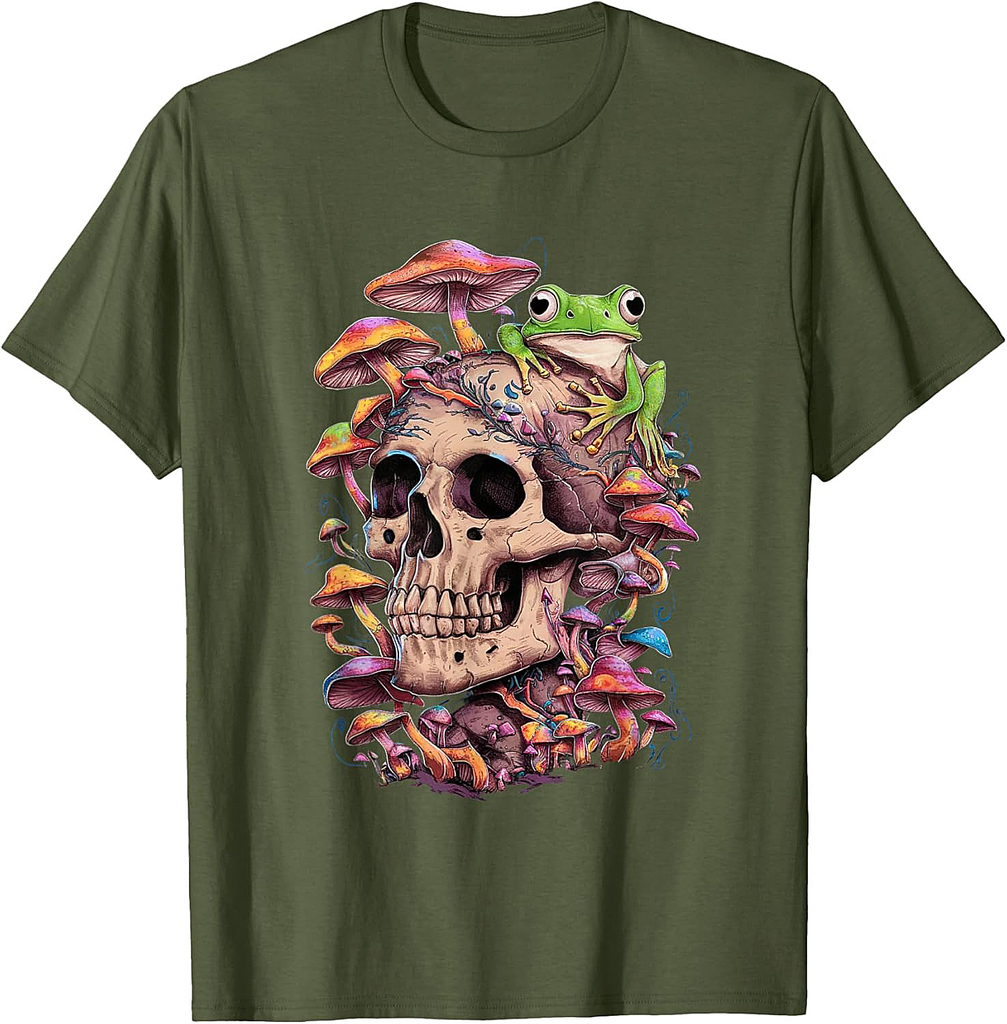 Skull Mushroom Vintage Halloween Hippie T-Shirt