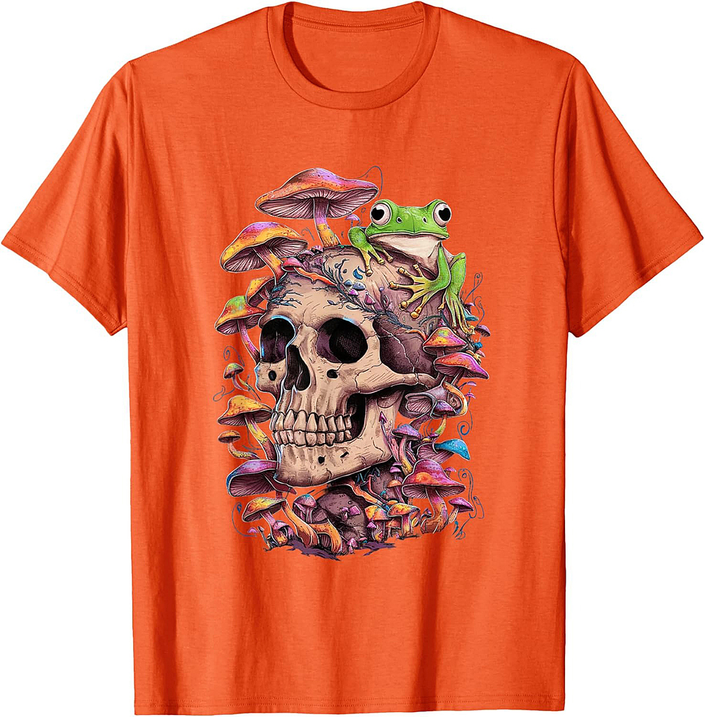 Skull Mushroom Vintage Halloween Hippie T-Shirt