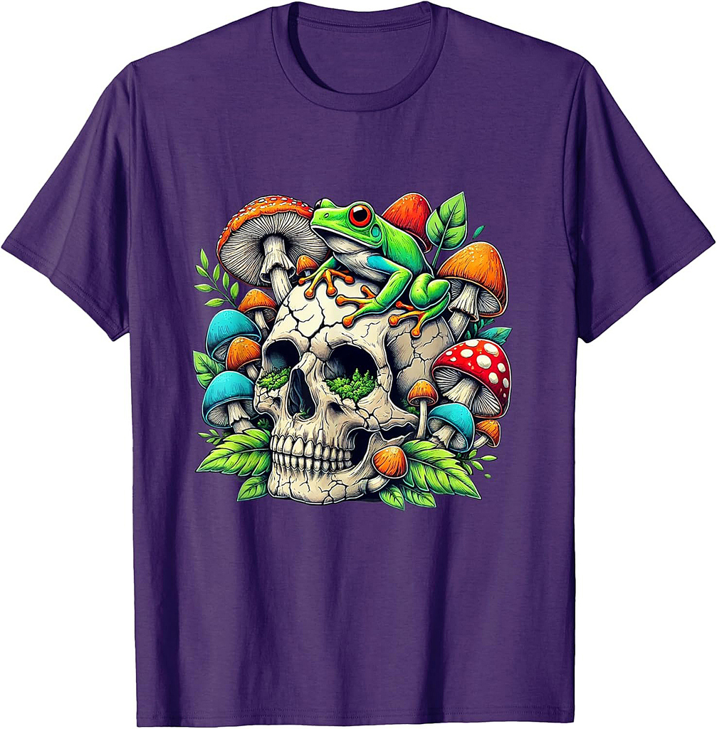 Skull Mushroom Vintage Halloween Hippie T-Shirt