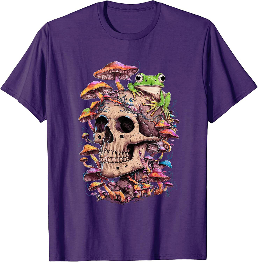 Skull Mushroom Vintage Halloween Hippie T-Shirt