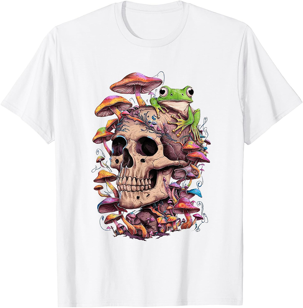 Skull Mushroom Vintage Halloween Hippie T-Shirt